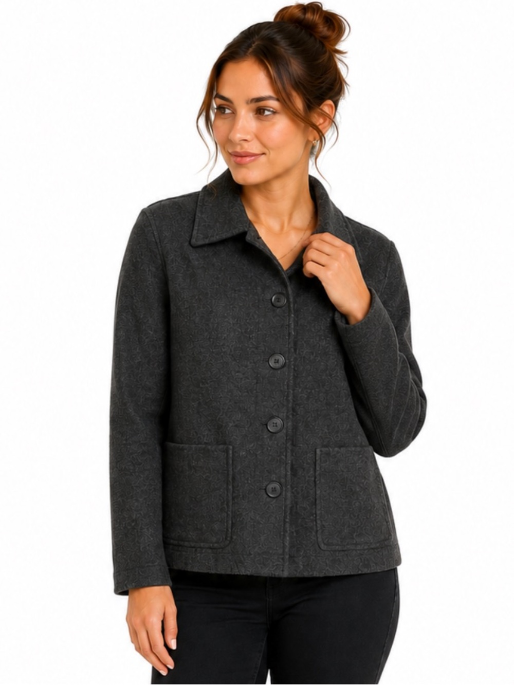 GAP Charcoal Gray Wool-Blend Button-Front Jacket Size S